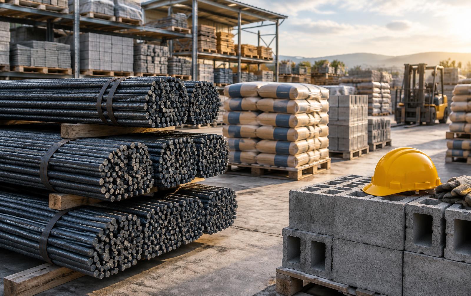Organized construction materials yard